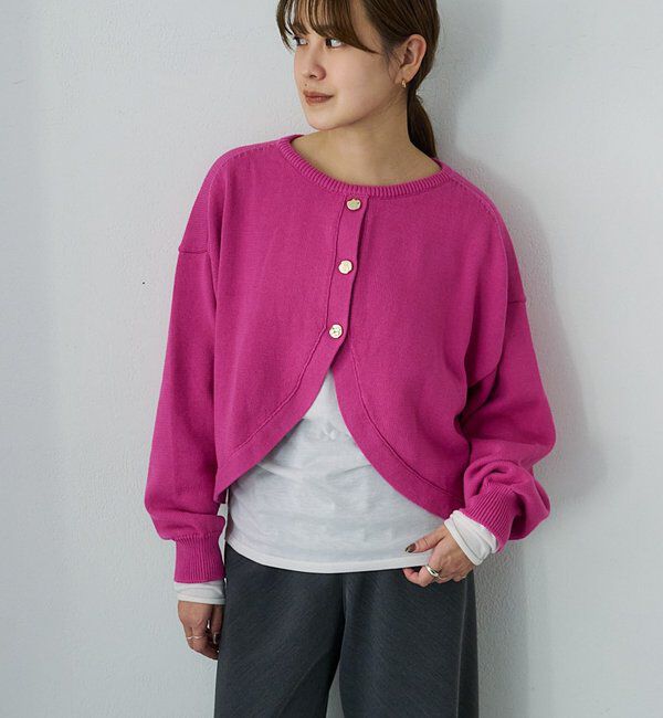  「【26SS予約】2WAYラウンドショートプルオーバー」|ニット・セーター|ピンク