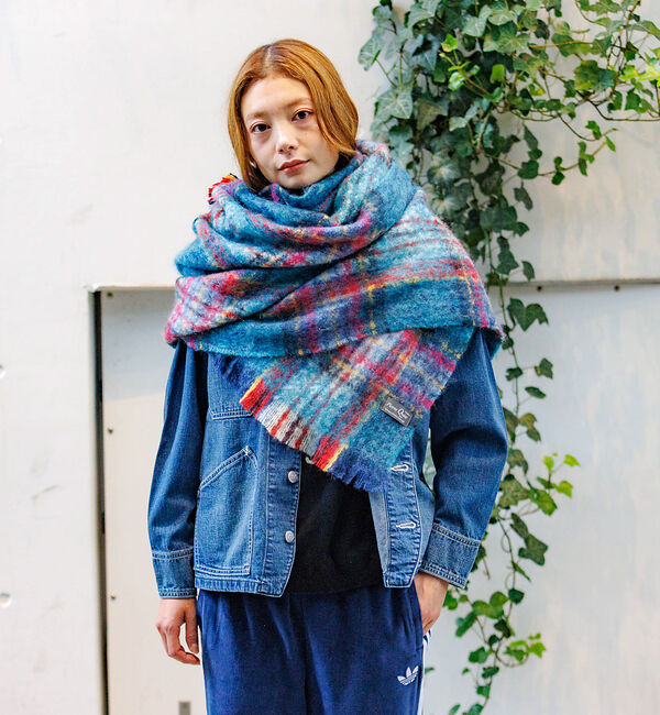 Rouge vif「【Pierre Quioc / ピエールキオック】モヘア混チェックストール /」|マフラー|