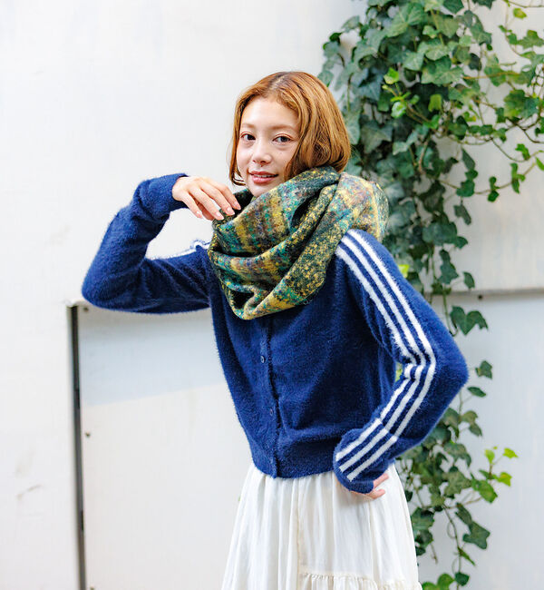 Rouge vif「【Pierre Quioc / ピエールキオック】モヘア混チェックストール /」|マフラー|