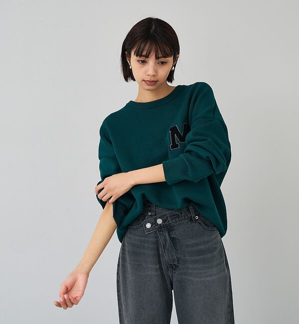 abahouse mavie「スウェットライク刺繍ニット」|ニット・セーター|