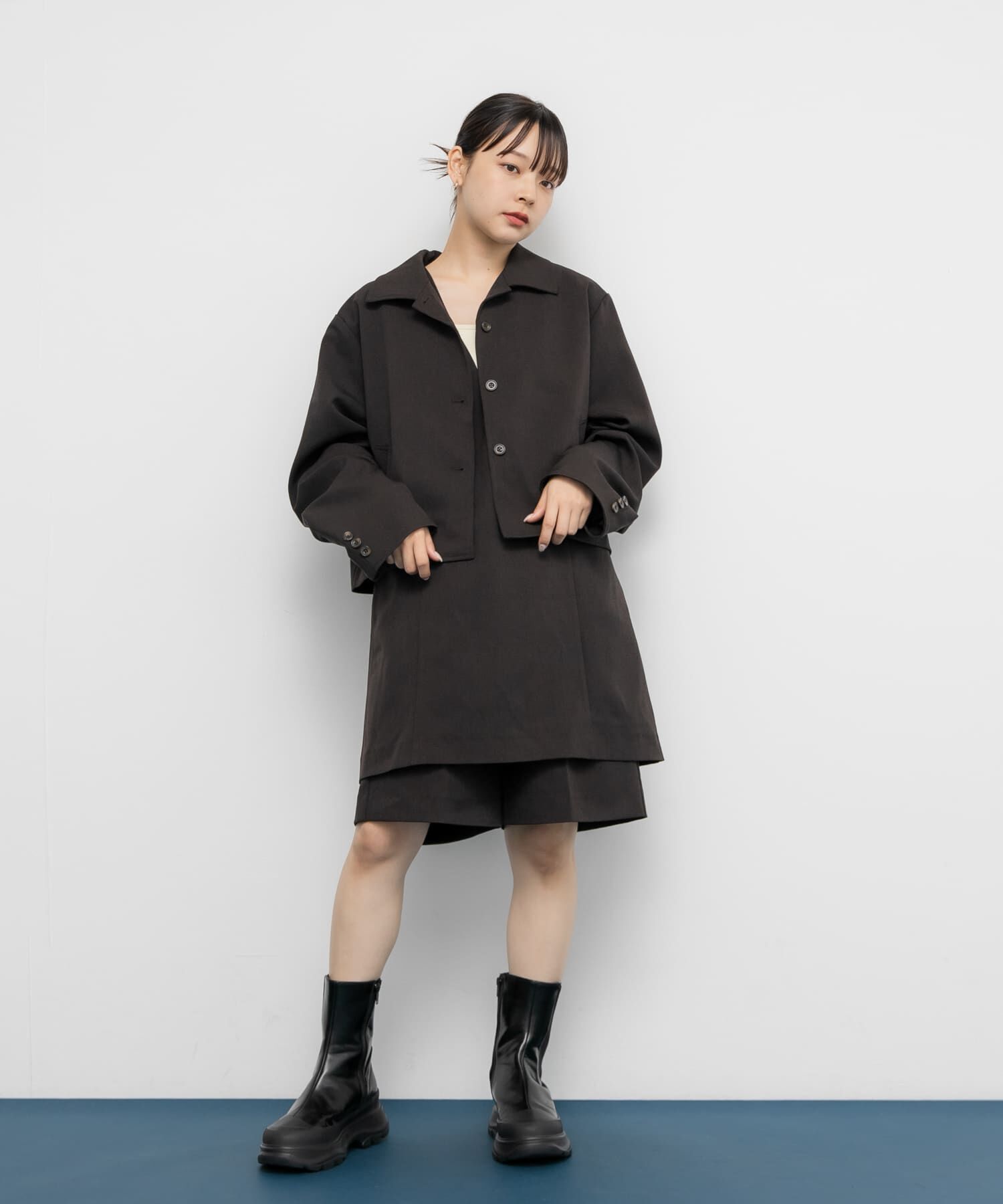  「Aラインミニジャンパースカート」|ワンピース|