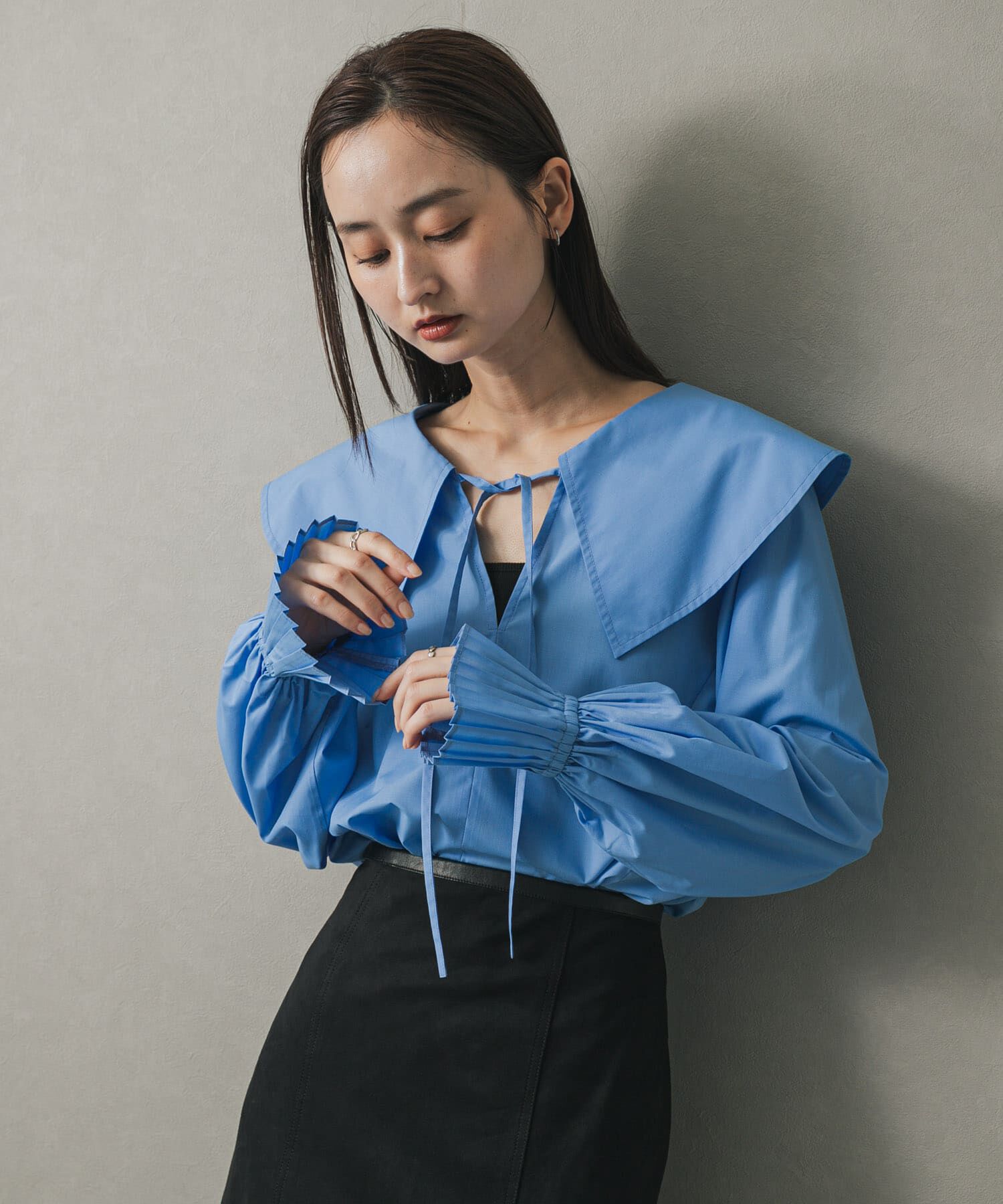 SENSE OF PLACE by URBAN RESEARCH「ビッグカラーカフスプリーツブラウス」|シャツ・ブラウス|