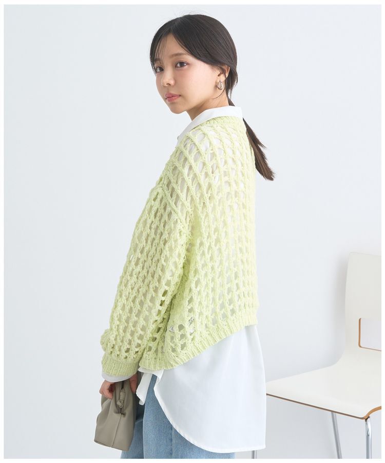 earth music&ecology「チュールヤーンメッシュニットプルオーバー」|ニット・セーター|