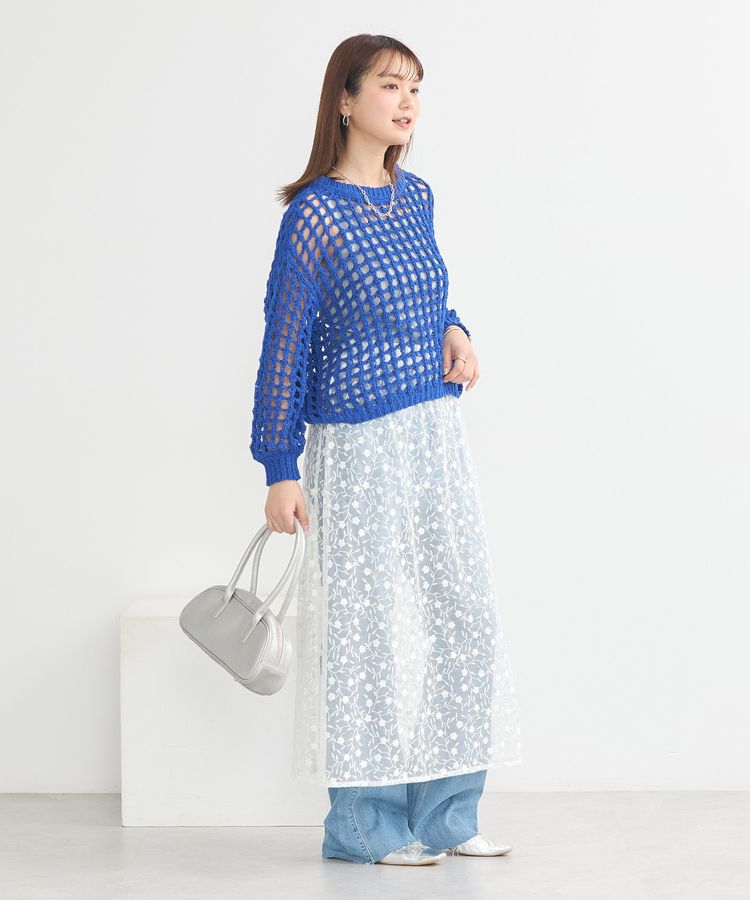 earth music&ecology「チュールヤーンメッシュニットプルオーバー」|ニット・セーター|