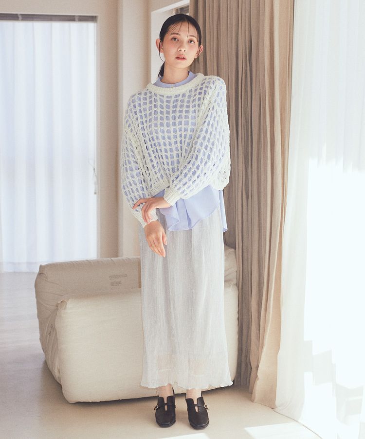 earth music&ecology「チュールヤーンメッシュニットプルオーバー」|ニット・セーター|