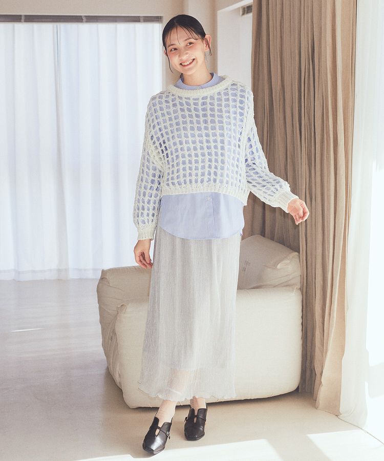 earth music&ecology「チュールヤーンメッシュニットプルオーバー」|ニット・セーター|