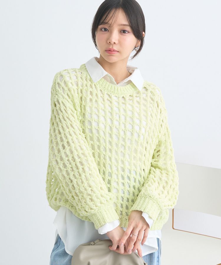 earth music&ecology「チュールヤーンメッシュニットプルオーバー」|ニット・セーター|