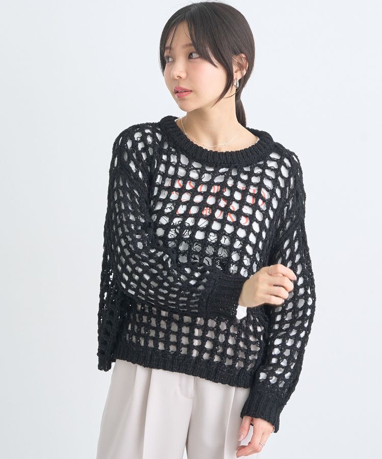 earth music&ecology「チュールヤーンメッシュニットプルオーバー」|ニット・セーター|