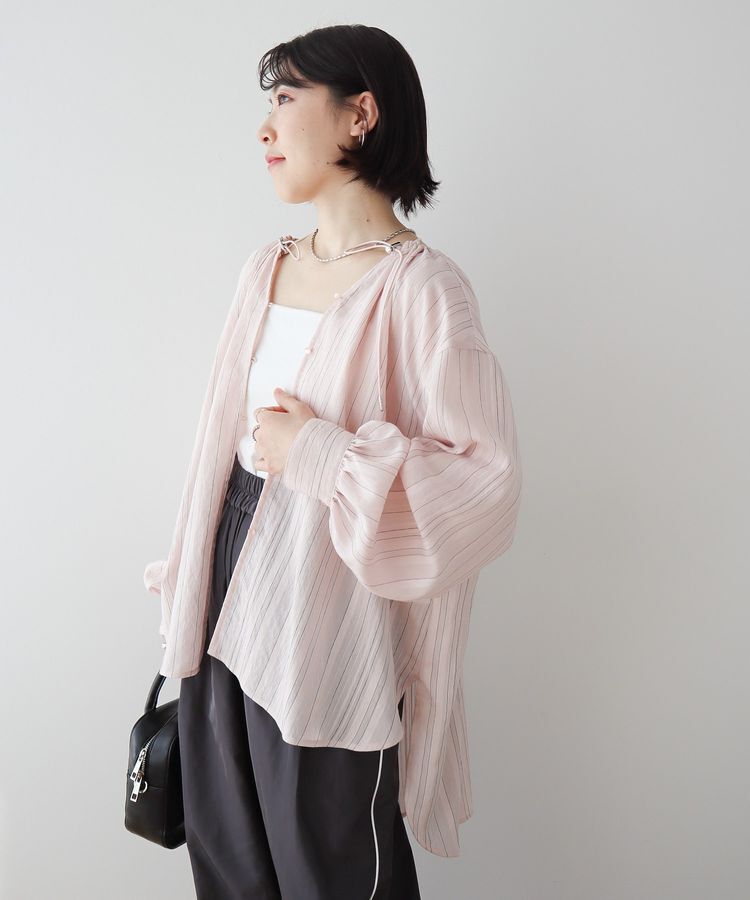 Green Parks「ドロストネックシアーストライプチュニック」|シャツ・ブラウス|