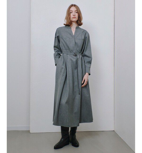 allureville「スタンドカラータックワンピース」|ワンピース|グレー