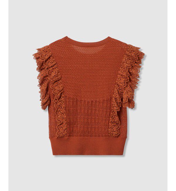 LOULOU WILLOUGHBY「【LOULOU WILLOUGHBY】レースフリルニットプルオーバー」|ニット・セーター|