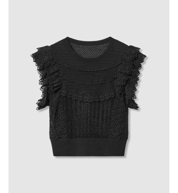 LOULOU WILLOUGHBY「【LOULOU WILLOUGHBY】レースフリルニットプルオーバー」|ニット・セーター|