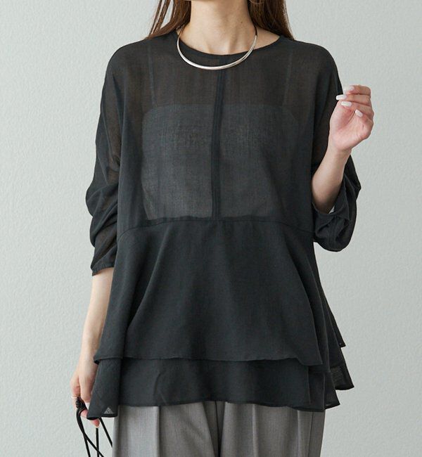  「シアーガーゼペプラムブラウス」|プルオーバー|