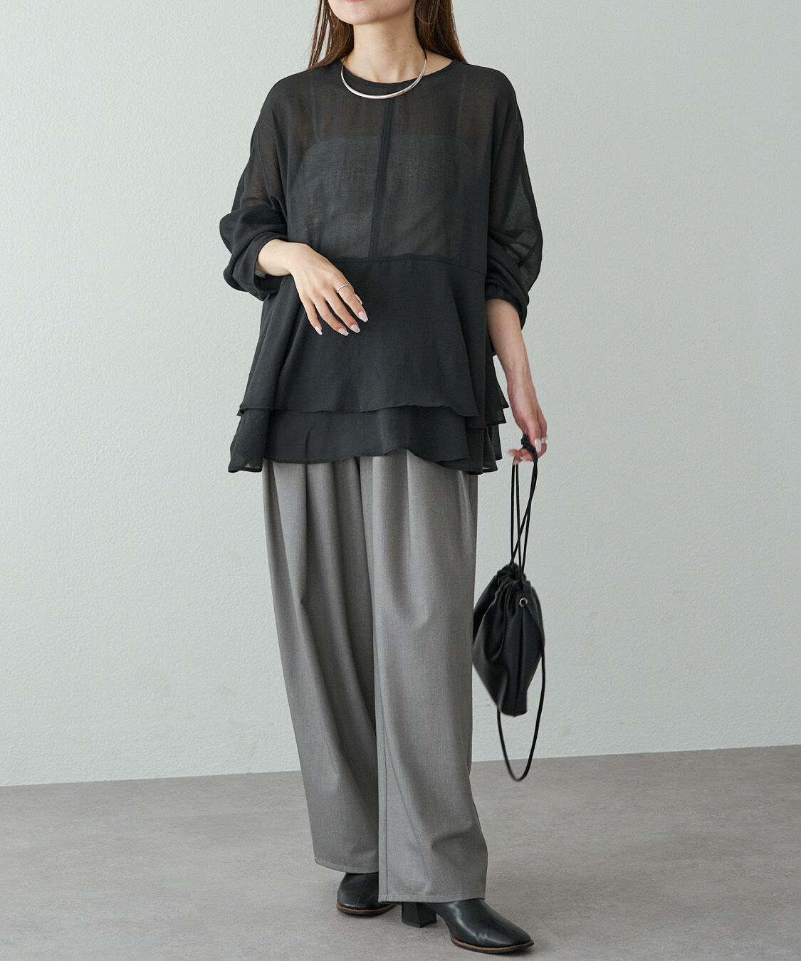  「シアーガーゼペプラムブラウス」|プルオーバー|