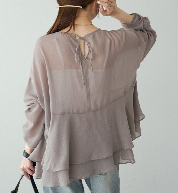  「シアーガーゼペプラムブラウス」|プルオーバー|ベージュ