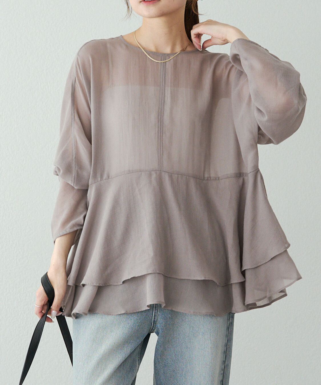  「シアーガーゼペプラムブラウス」|プルオーバー|