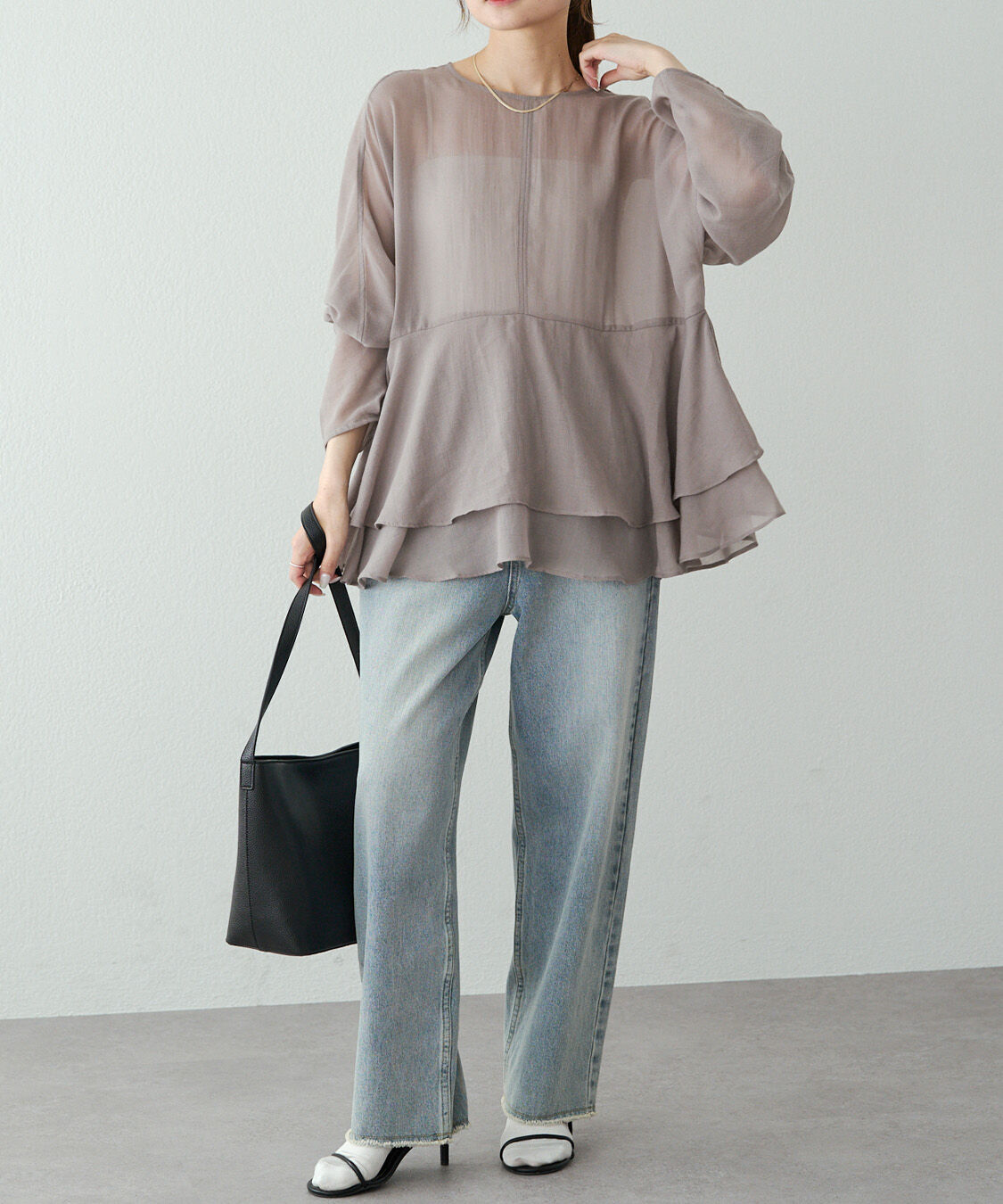  「シアーガーゼペプラムブラウス」|プルオーバー|