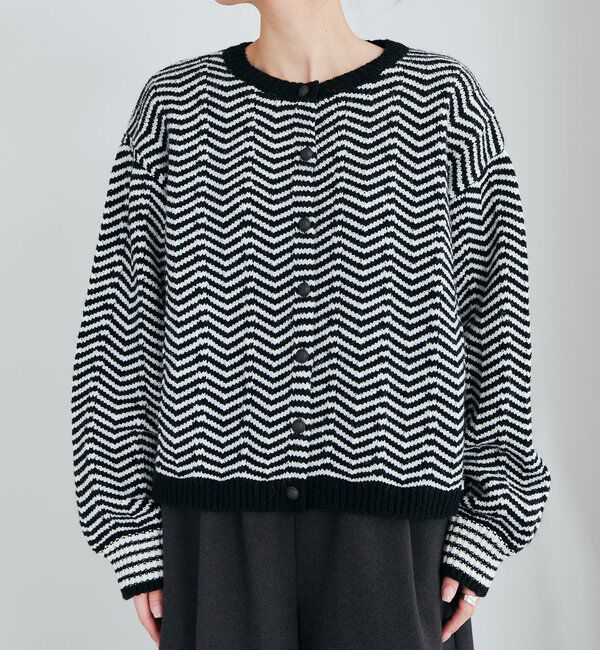  「ヘリンボーン編みニットカーディガン」|カーディガン|