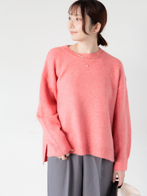 Te chichi TERRASSE「もちもちメランジクルーネックニット」|ニット・セーター|ピンク