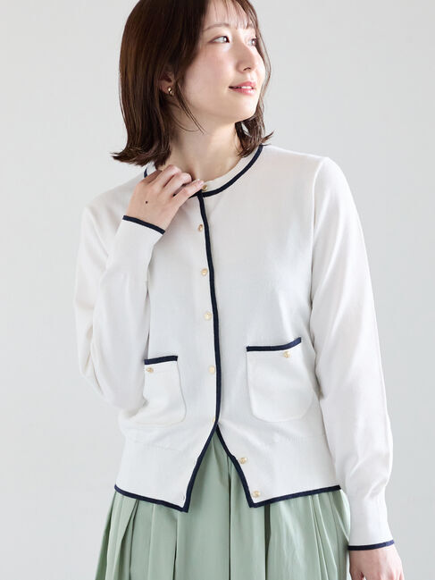 Te chichi「ポケット付きクルーネックカーディガン」|カーディガン|オフホワイト