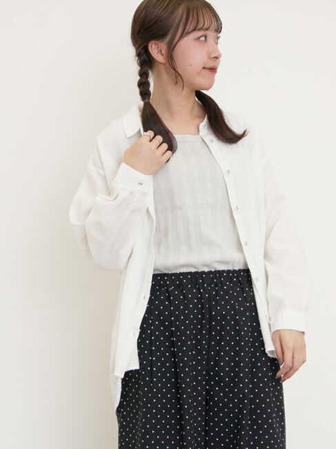 Samansa Mos2「リネンMIXレギュラーカラーシャツ」|シャツ・ブラウス|オフホワイト