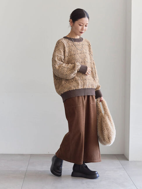 Samansa Mos2 blue「ジャカードモールニットプルオーバー」|ニット・セーター|