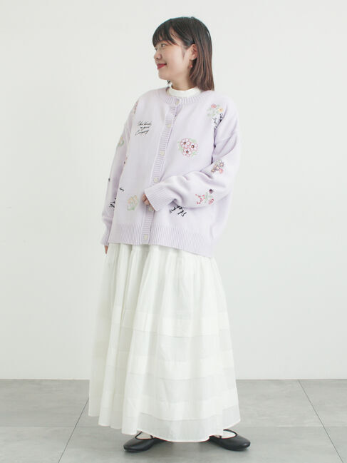 Samansa Mos2「花+ロゴ総柄刺繍カーディガン」|カーディガン|