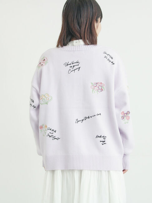 Samansa Mos2「花+ロゴ総柄刺繍カーディガン」|カーディガン|