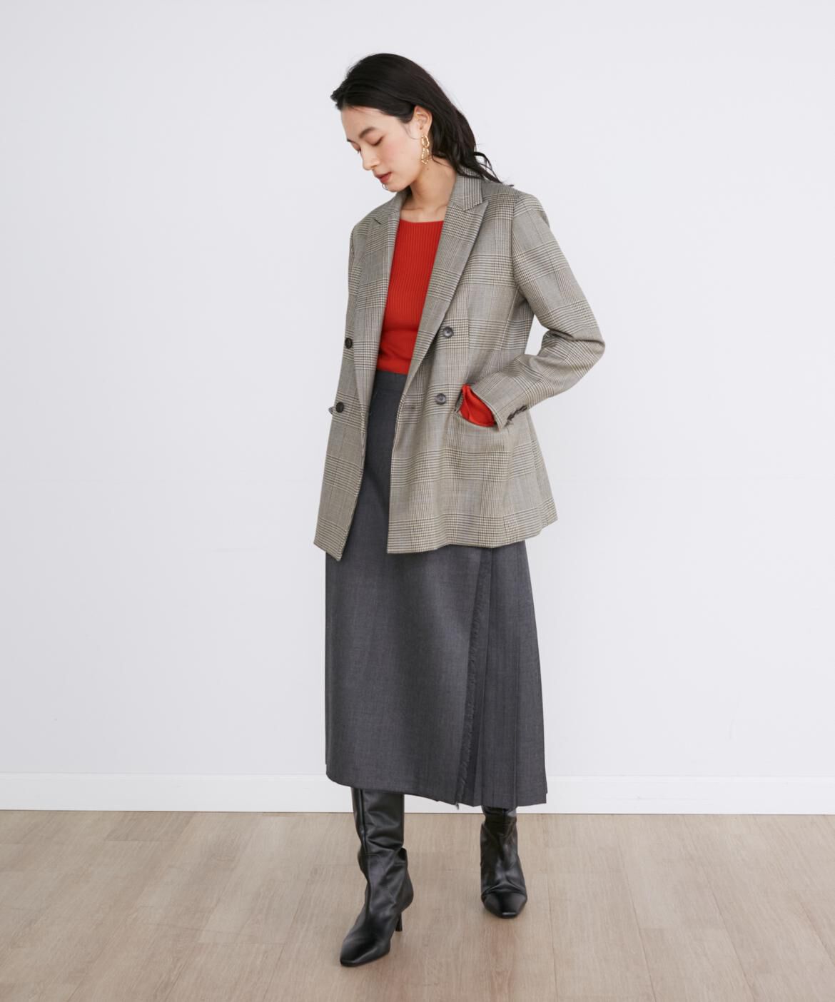 INED「《大きいサイズ》ウールリブセーター」|ニット・セーター|