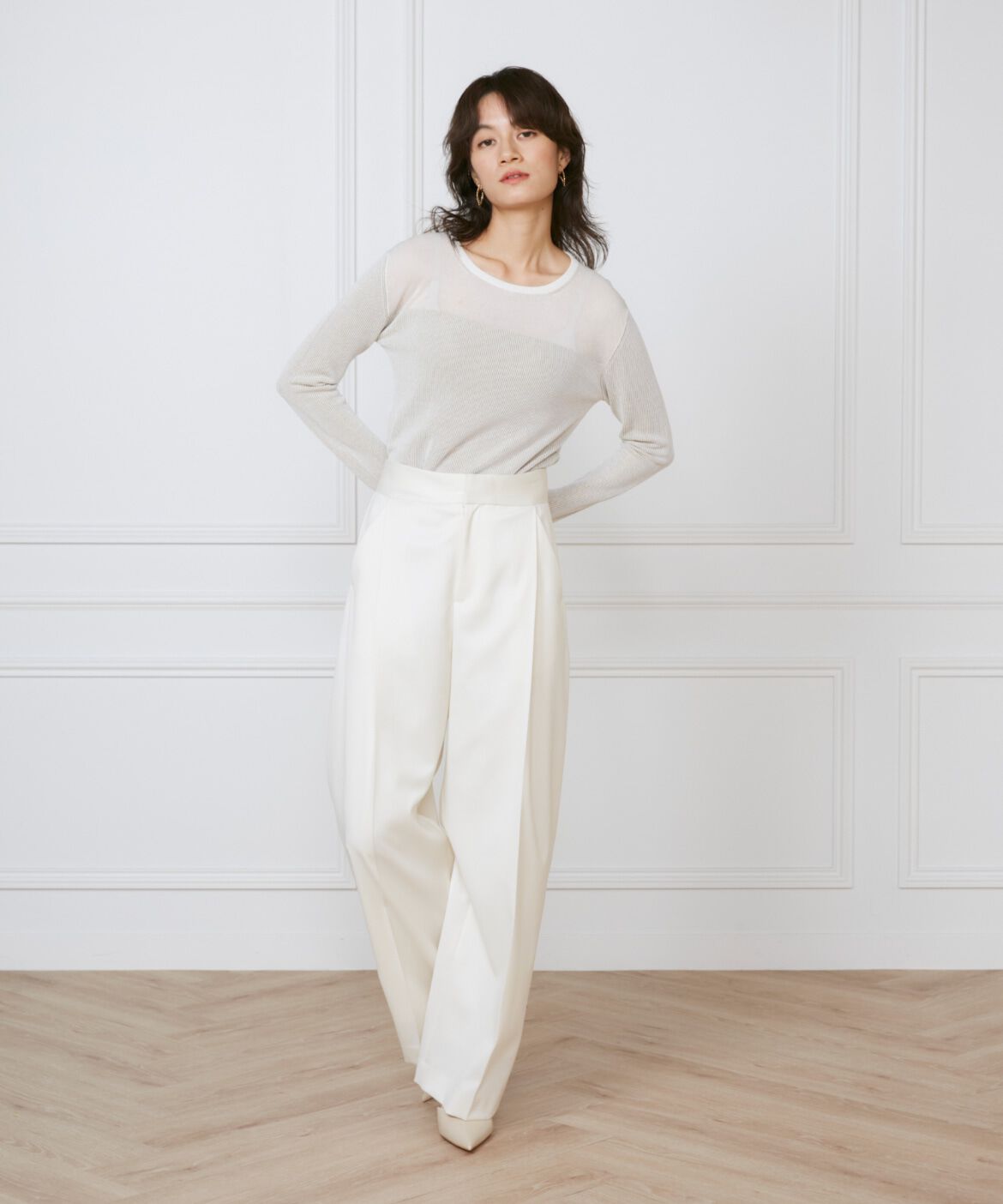 INED「《大きいサイズ》タックワイドパンツ《la veille by SUPERIOR CLOSET》」|その他|