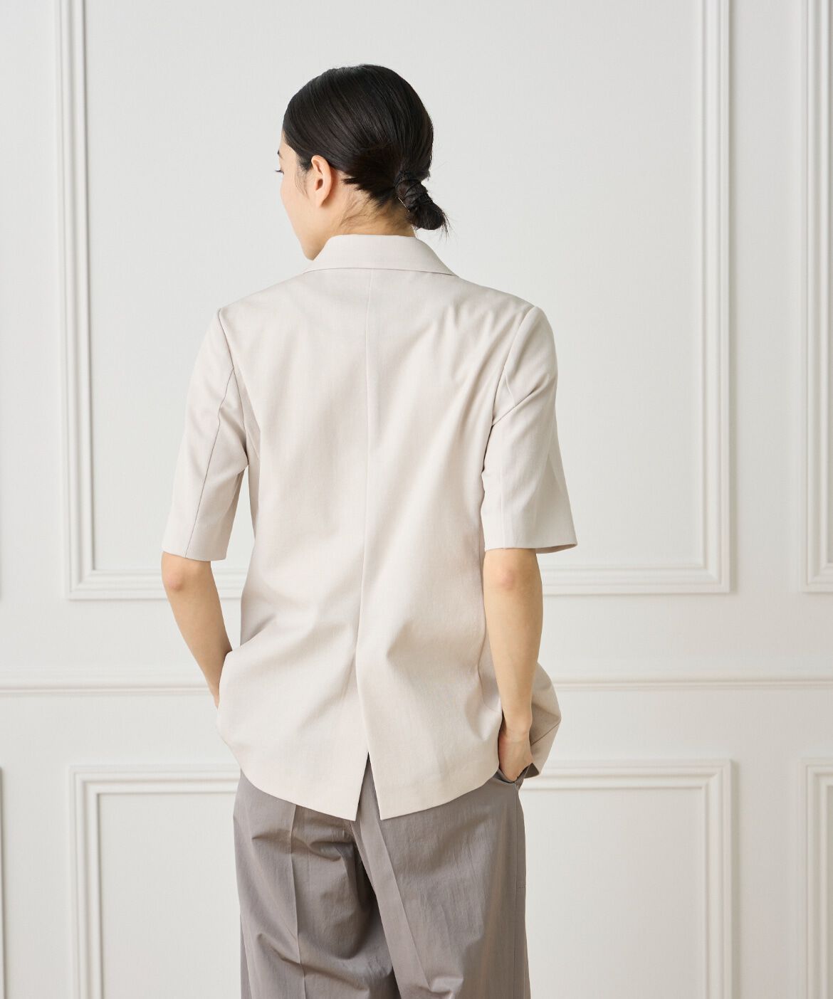 INED「綿麻ハーフスリーブジャケット」|テーラードジャケット|