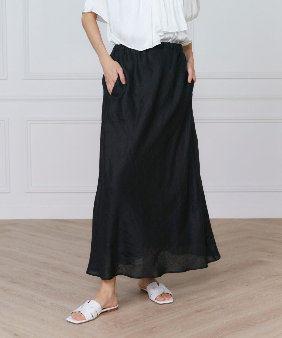 INED「リネンバイヤススカート」|スカート|