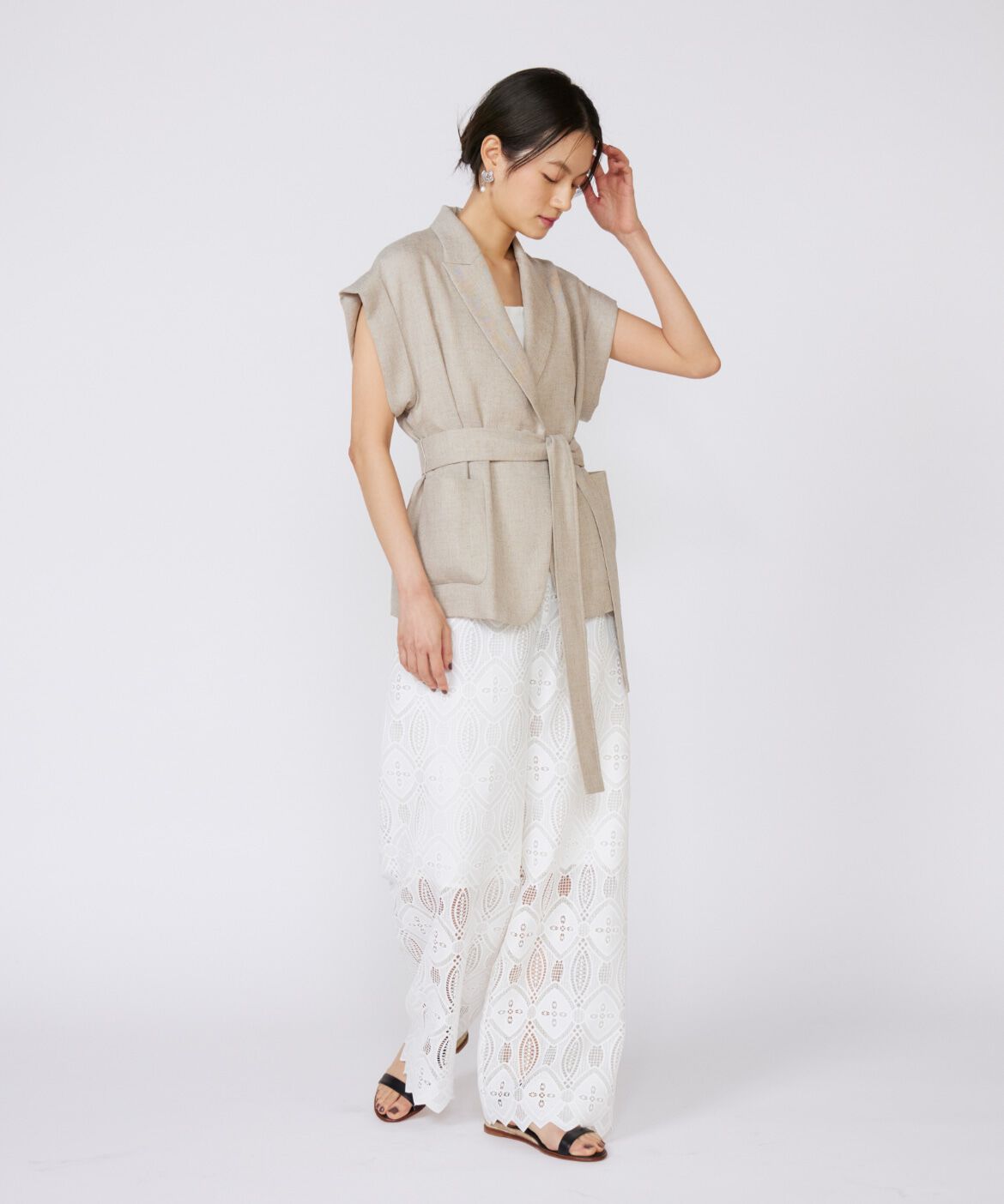 INED「《大きいサイズ》フレンチスリーブジャケット」|テーラードジャケット|