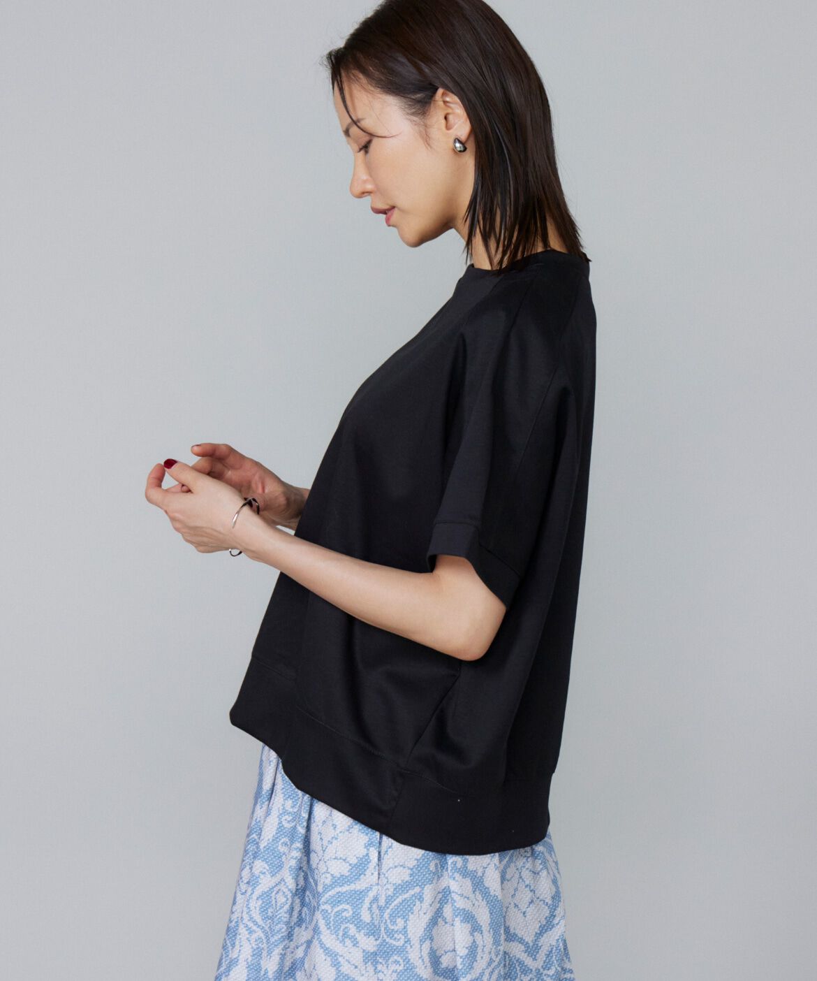 7-IDconcept.「ヨーク切替ハイネックプルオーバー」|Tシャツ・カットソー|ブラック