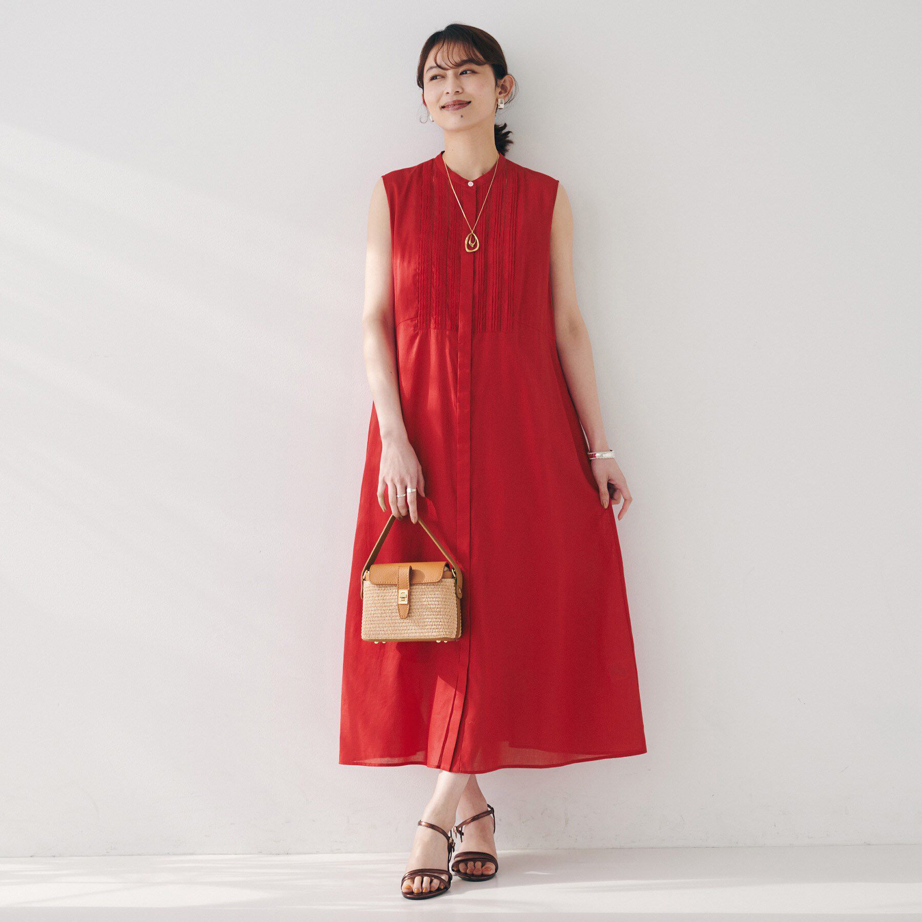 UNTITLED「【シアー/前開き/夏ワンピ】コットンピンタックワンピース」|ワンピース|