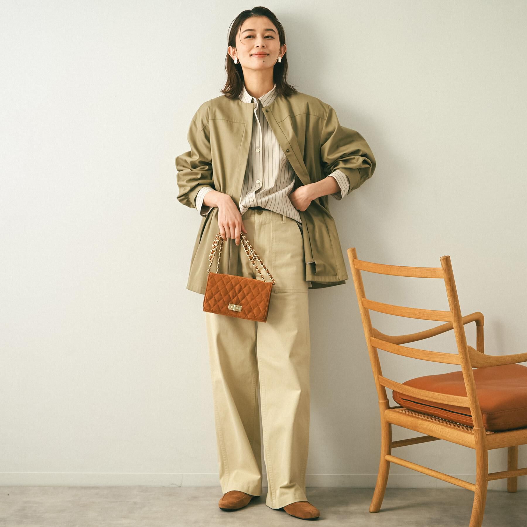 UNTITLED「ライトコットンミリタリーコート」|ノーカラーコート|