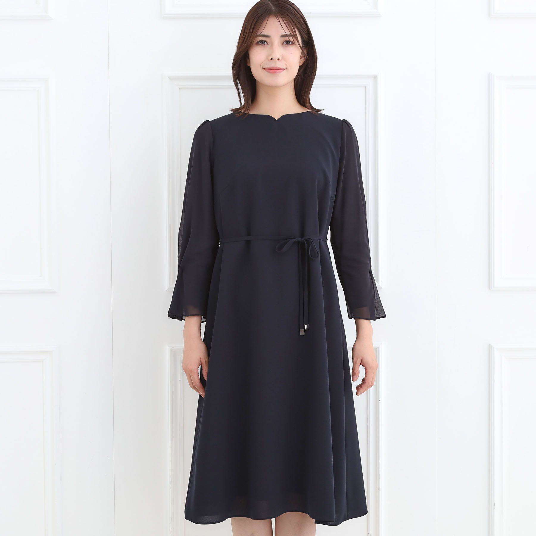 Reflect「【フォーマル／入卒／付属リボン付き】スリーブデザインジョーゼットワンピース」|ワンピース|