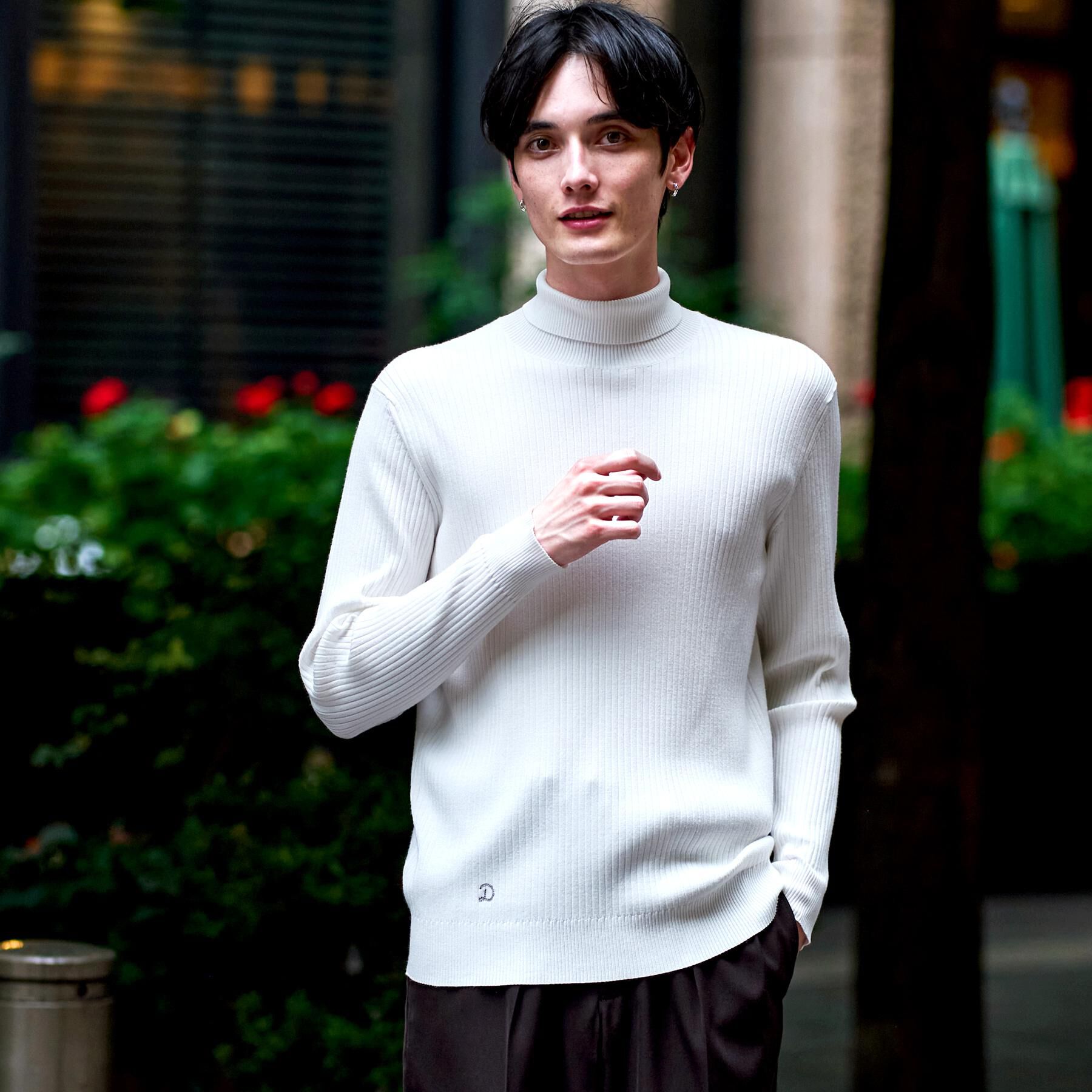 DRESSTERIOR「ワイドリブ タートルネックニット」|ニット・セーター|ホワイト(001)