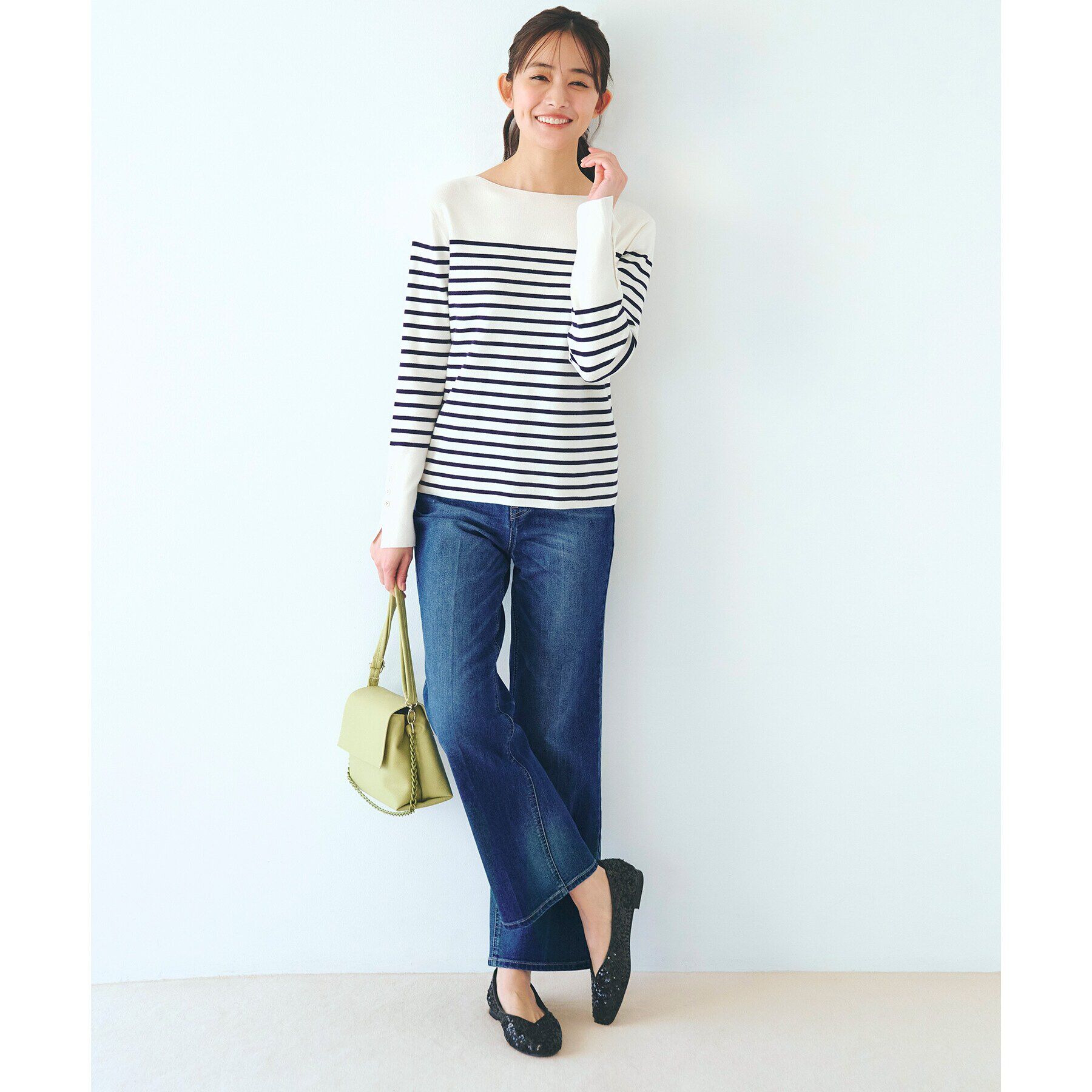 grove「総針袖口金ボタンニットロンT」|ニット・セーター|