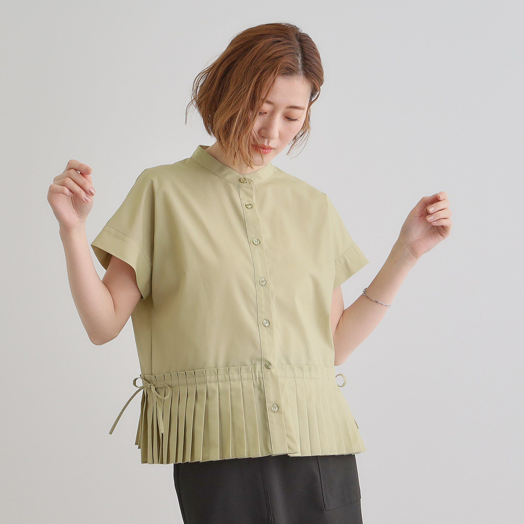 grove「キレイに見えて嬉しい 裾プリーツシャツ」|シャツ・ブラウス|