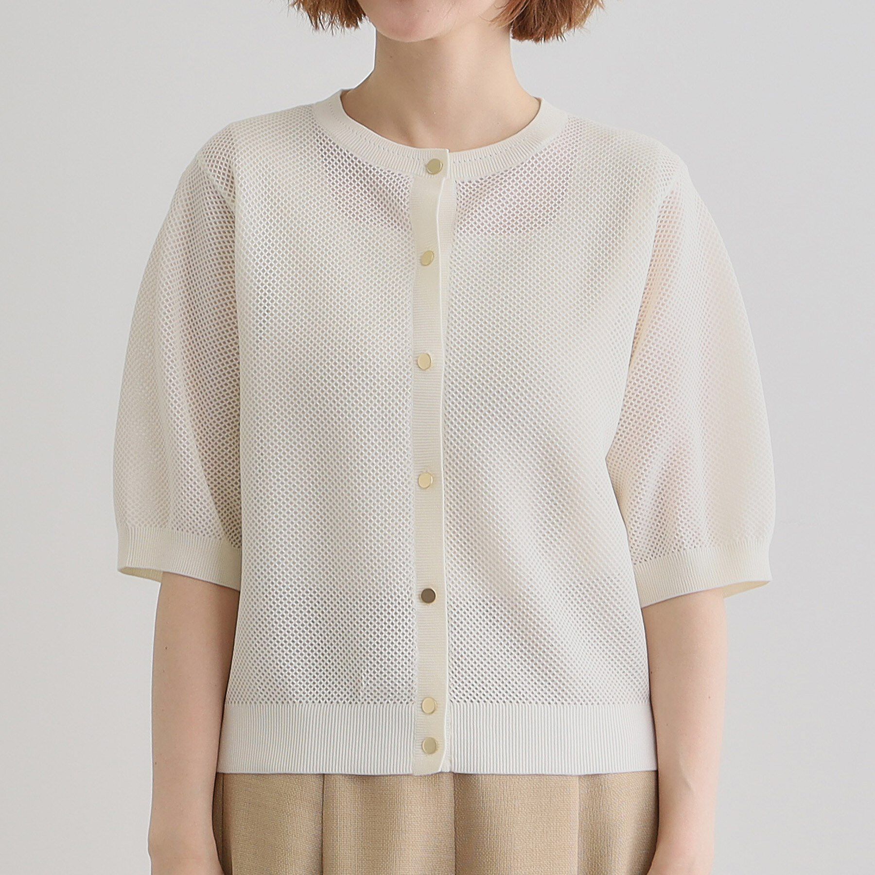 grove「1枚でも映える上品メッシュカーディガン」|カーディガン|