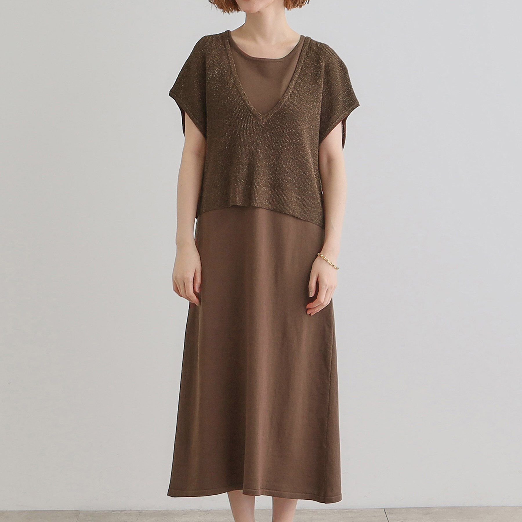 grove「ラメベスト&times;ニットワンピースSET」|ワンピース|