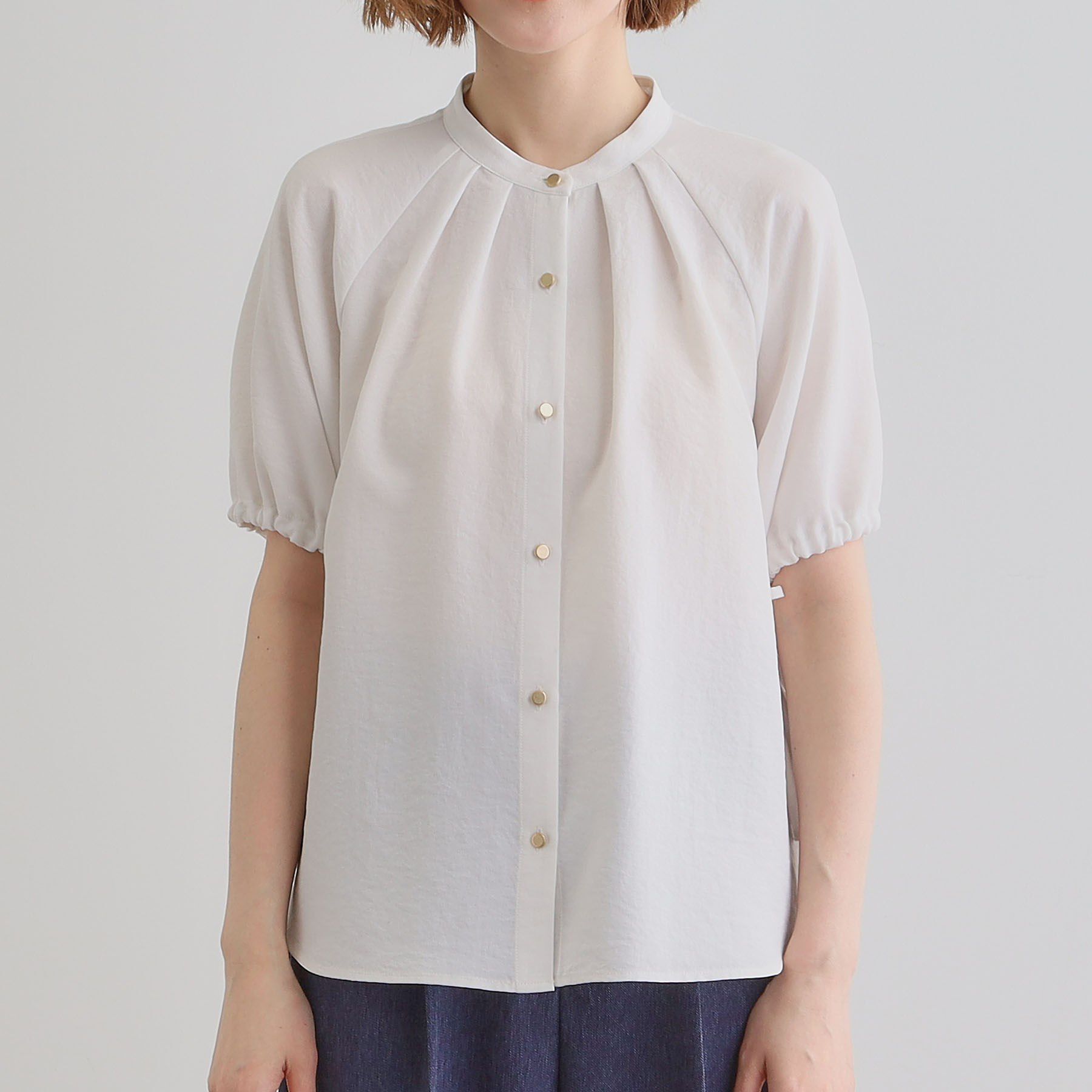 grove「【洗える・シワになりにくい】麻調スリーブドロストブラウス」|シャツ・ブラウス|