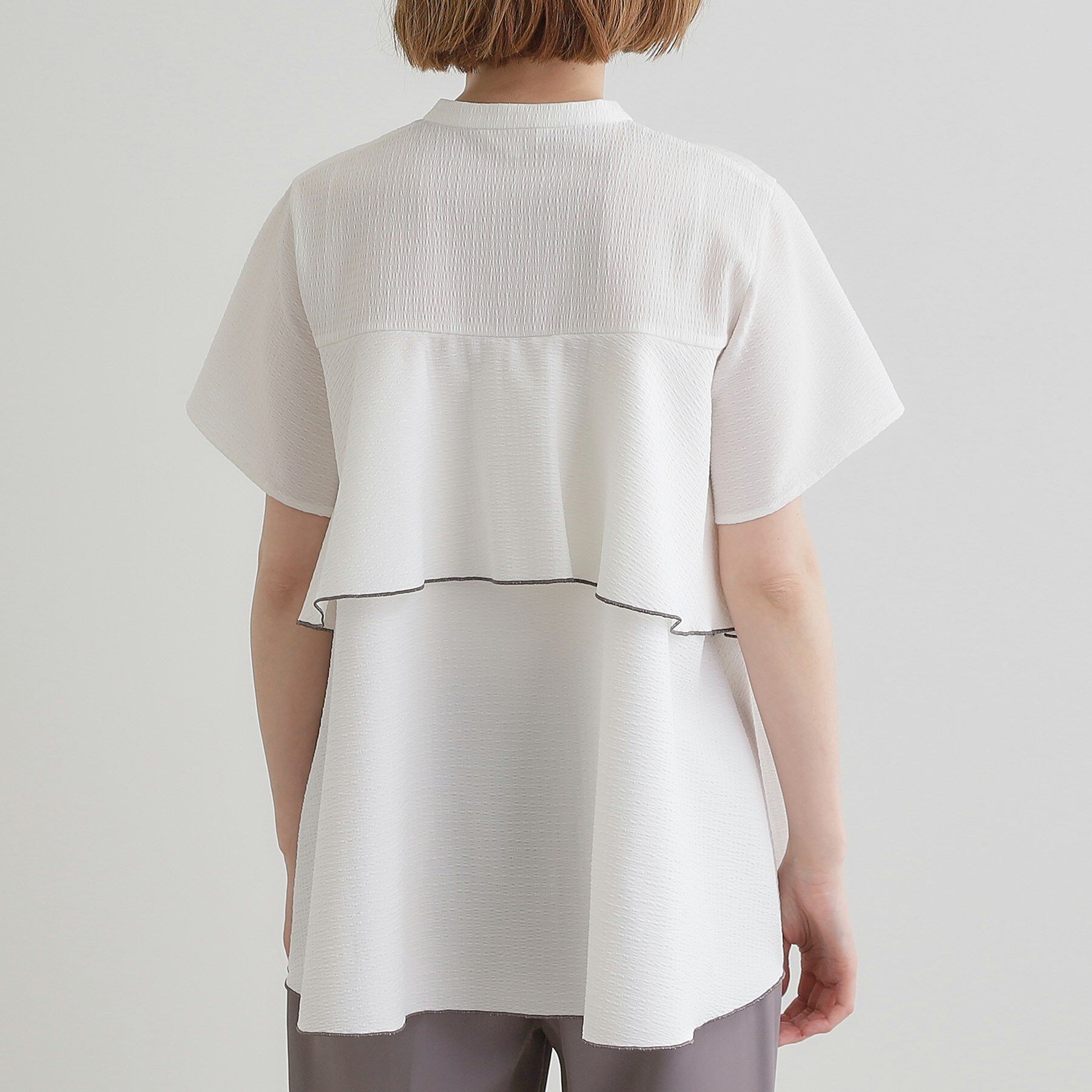 grove「【360&deg;抜かりない】ストライプアソートバックフレアブラウス」|シャツ・ブラウス|