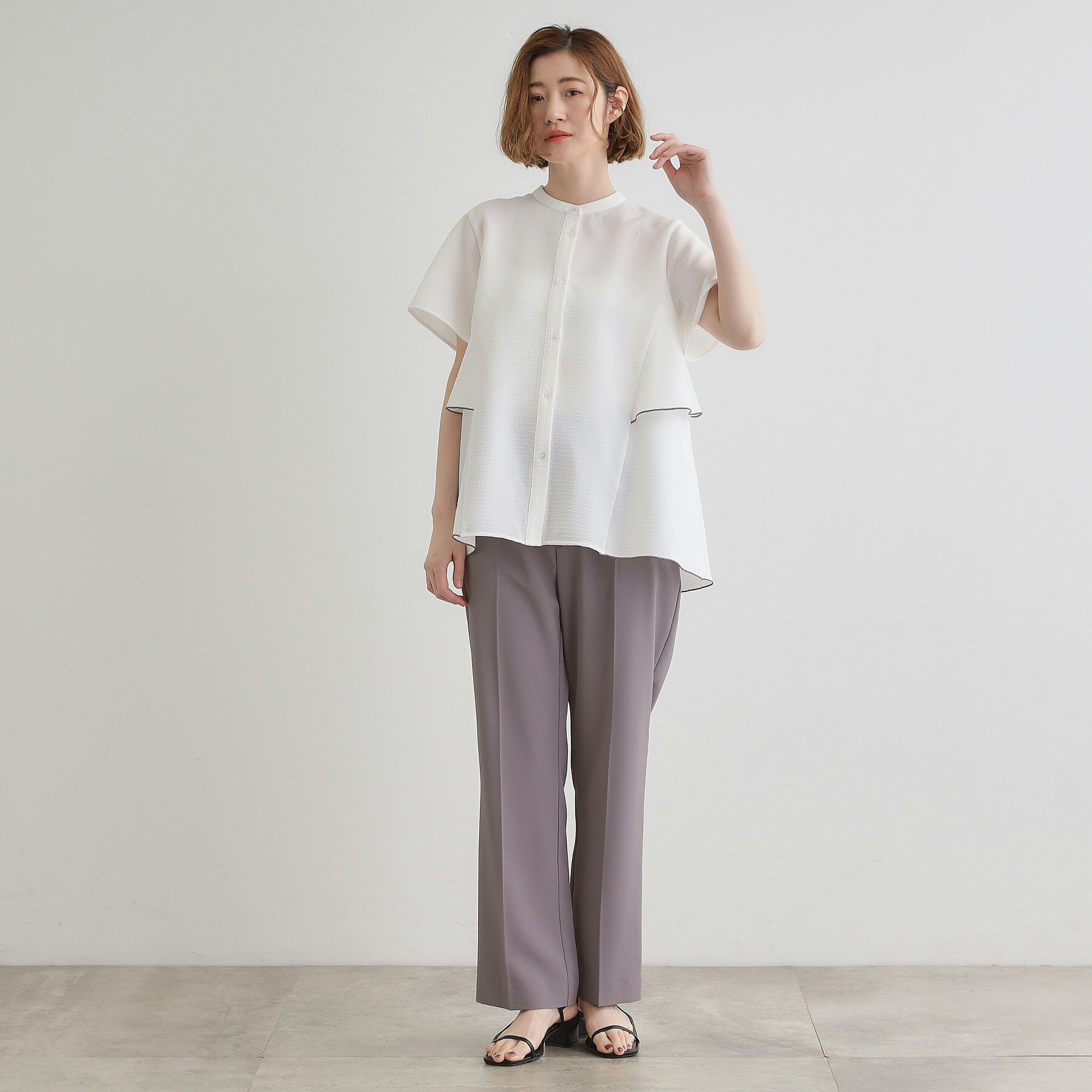 grove「【360&deg;抜かりない】ストライプアソートバックフレアブラウス」|シャツ・ブラウス|