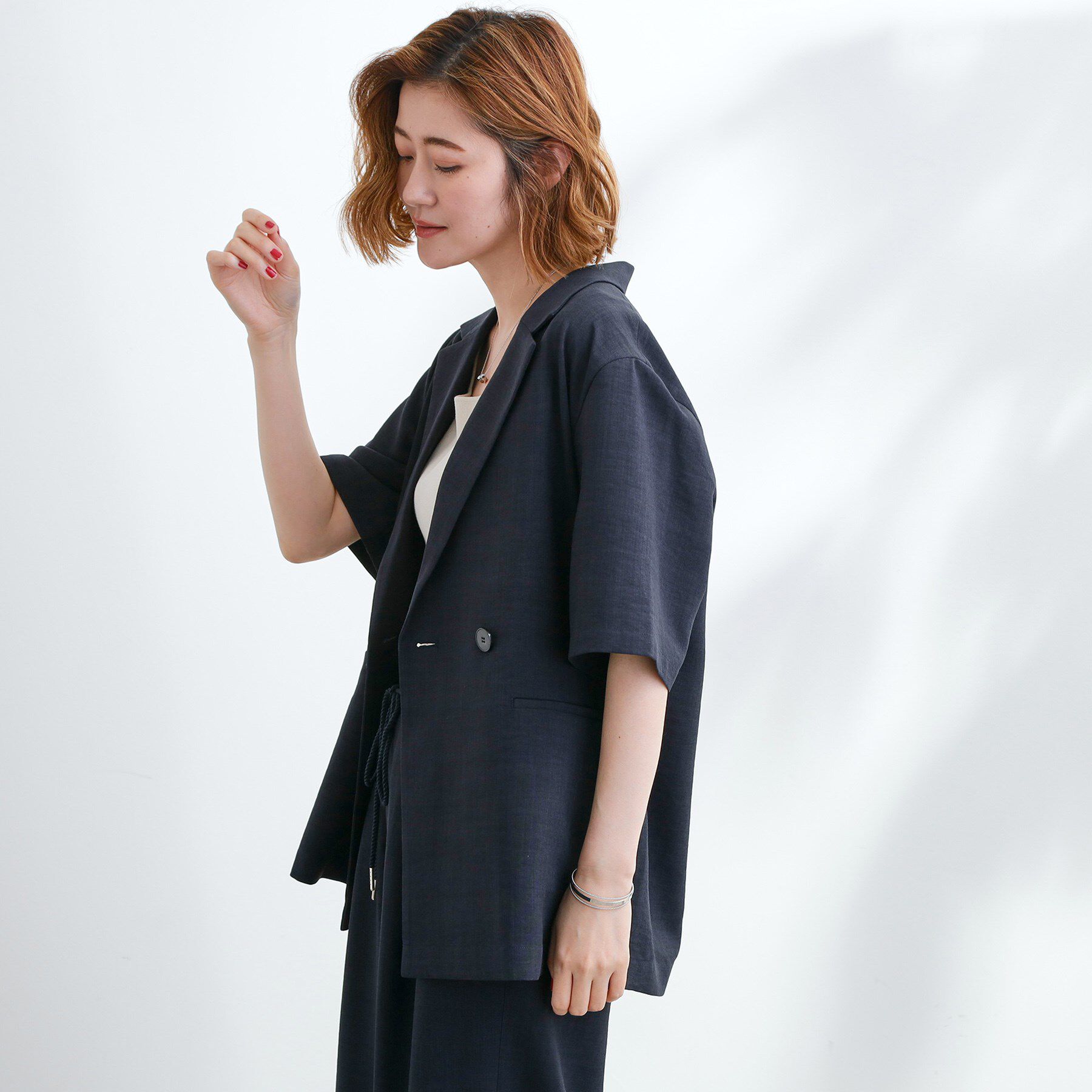 grove「軽やかに羽織れて、きちんと見え ハーフスリーブテーラードジャケット」|テーラードジャケット|