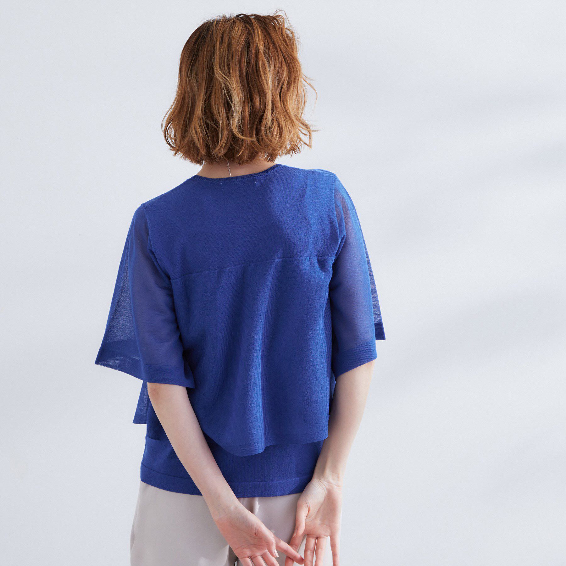 grove「シアーな軽やかさフロントシアーフレアニット」|ニット・セーター|