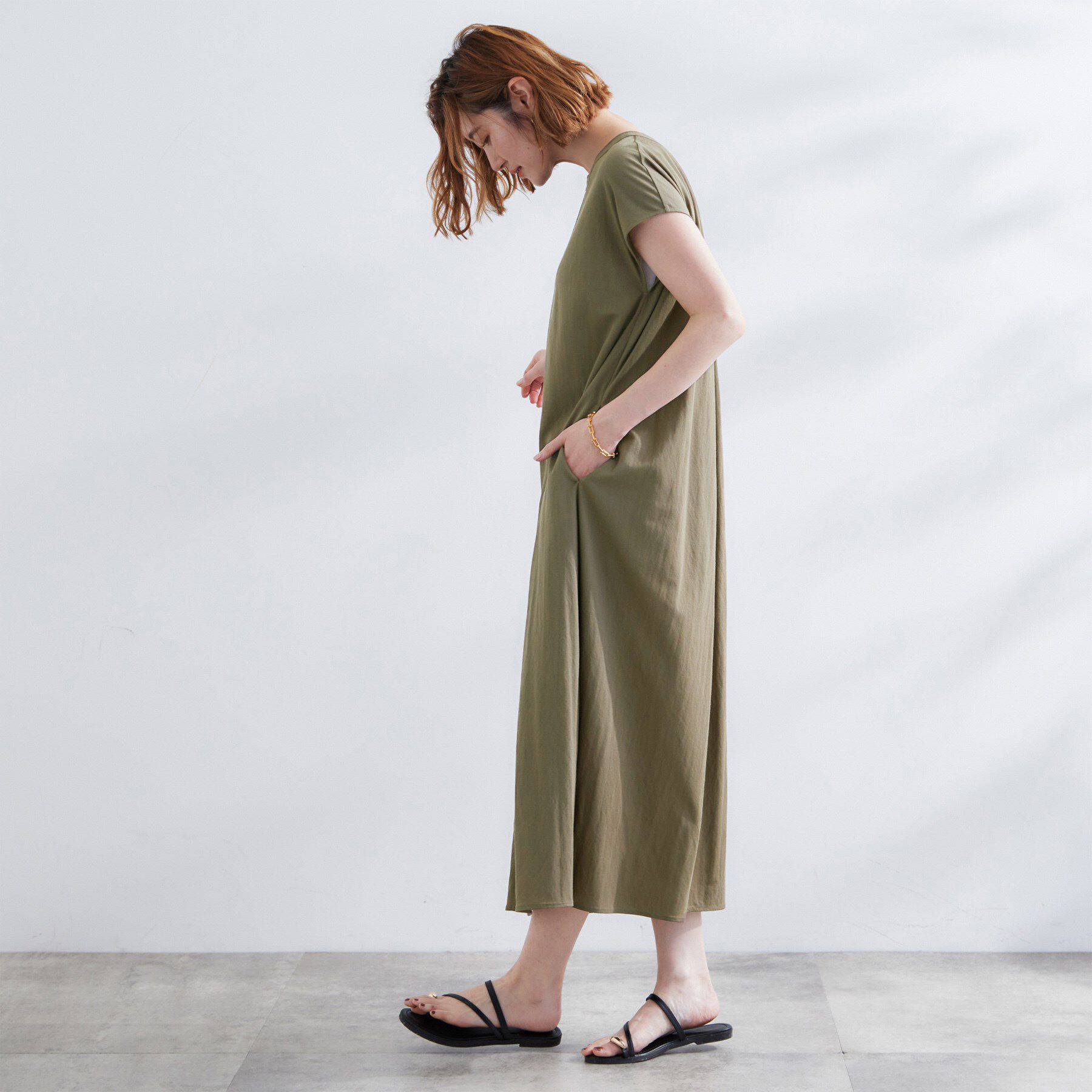 grove「【冷感・UV】モクロディフレンチスリーブワンピース」|ワンピース|