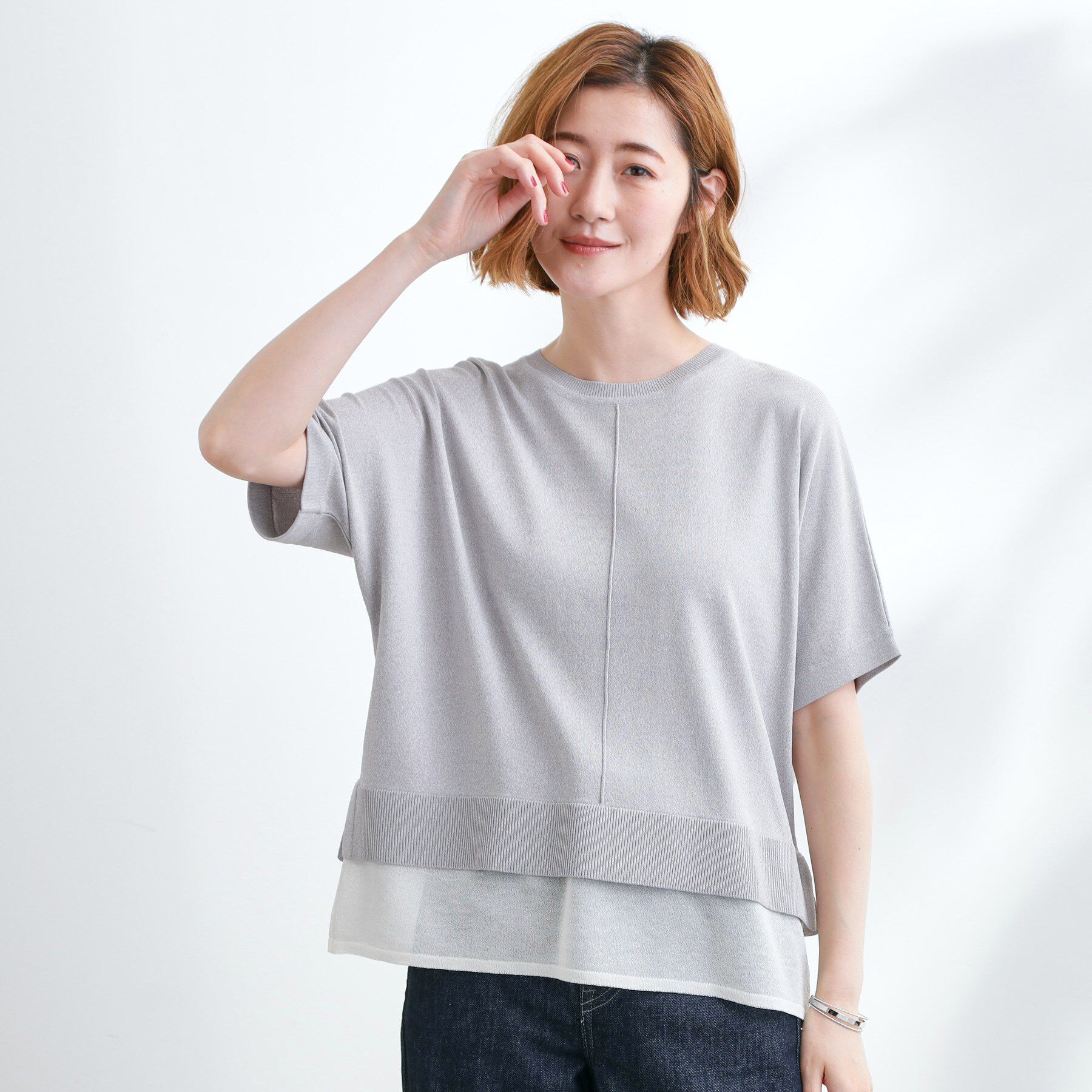 grove「【夏に嬉しい機能付き】やわらかドライタッチレイヤードライクニット」|ニット・セーター|