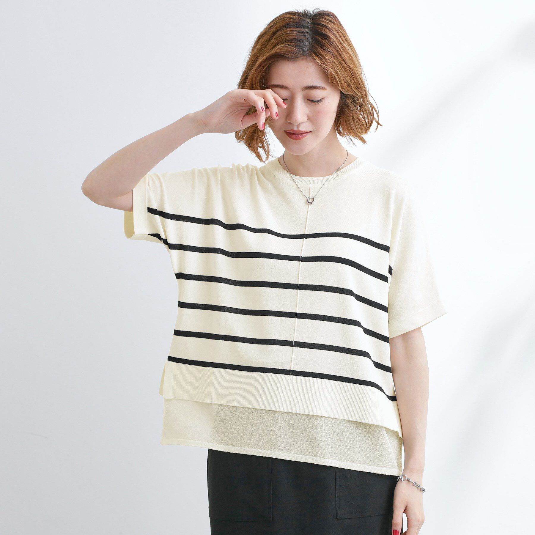 grove「【夏に嬉しい機能付き】やわらかドライタッチレイヤードライクニット」|ニット・セーター|